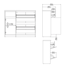 Schoenenkast Luna Zwart - 109x93x32 cm