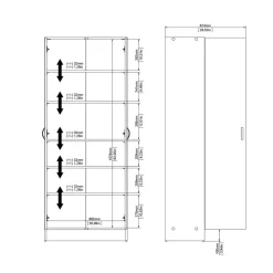 Schoenenkast Miami Zwart - 69x170x35 cm