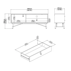 TV-meubel Denver Zwart / Walnoot - 150x60x40 cm