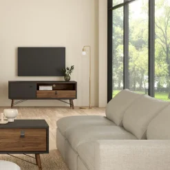 TV-meubel Denver Zwart / Walnoot - 150x60x40 cm
