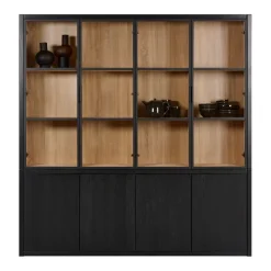 Vitrinekast Chester Zwart - 205x214x40 cm