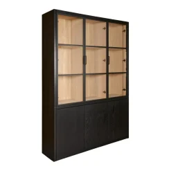 Vitrinekast Chester Zwart - 155x214x40 cm