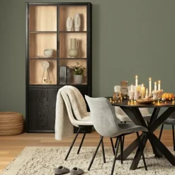 Vitrinekast Chester Zwart - 105x214x40 cm