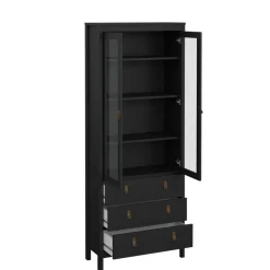 Vitrinekast Dallas Zwart - 79x199x33 cm