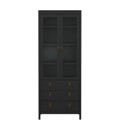 Vitrinekast Dallas Zwart - 79x199x33 cm