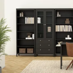 Vitrinekast Dallas Zwart - 79x199x33 cm