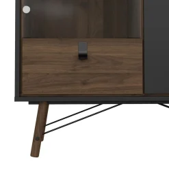 Vitrinekast Denver Zwart / Walnoot - 102x162x40 cm