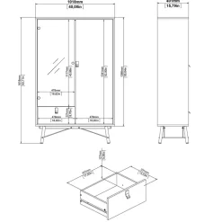 Vitrinekast Denver Zwart / Walnoot - 102x162x40 cm