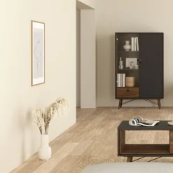 Vitrinekast Denver Zwart / Walnoot - 102x162x40 cm