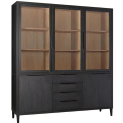 Vitrinekast Zwanenburg Zwart - 190x212x48 cm