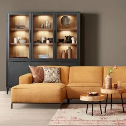 Vitrinekast Zwanenburg Zwart - 190x212x48 cm