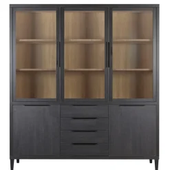 Vitrinekast Zwanenburg Zwart - 190x212x48 cm