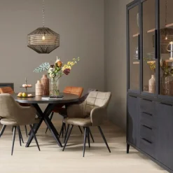 Vitrinekast Zwanenburg Zwart - 190x212x48 cm