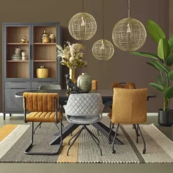 Vitrinekast Zwanenburg Zwart - 125x212x48 cm