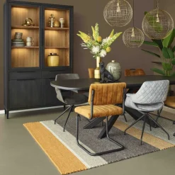 Vitrinekast Zwanenburg Zwart - 125x212x48 cm