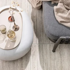 VTwonen Bijzettafel Pebble Wit - 65x49 cm