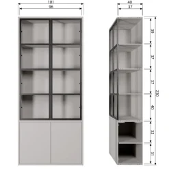 VTwonen Vitrinekast Basic Mist - 101x230x40 cm