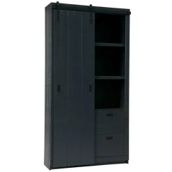 VTwonen Wandkast Barn Zwart - 122x230x37 cm