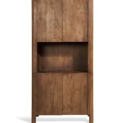 Wandkast Liam Bruin / Marmer - 90x180x40 cm