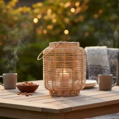 Windlicht Rattan Naturel - 28 cm hoog