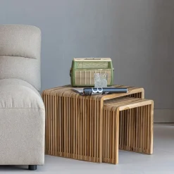 WOOOD Bijzettafel Jasmijn Bruin - set 2 stuks