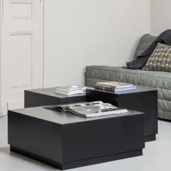 WOOOD Bijzettafel Pim Zwart - set 3 stuks