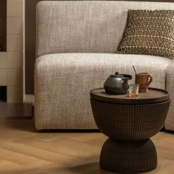 WOOOD Bijzettafel Samson Donkerbruin - Ø 40 cm