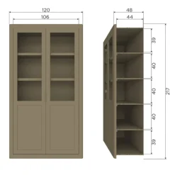 WOOOD Buffetkast Gunnar Mud - 120x217x48 cm