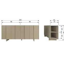 WOOOD Dressoir Basu Mud - 200x85x46 cm