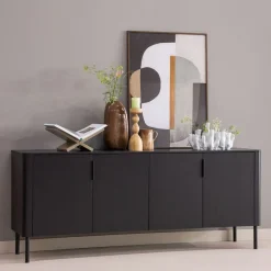 WOOOD Dressoir Gunnar Zwart - 201x85x44 cm