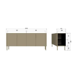 WOOOD Dressoir Gunnar Zwart - 201x85x44 cm