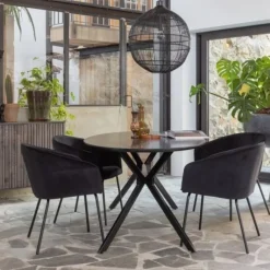 WOOOD Eettafel Bruno Zwart - 220x100 cm