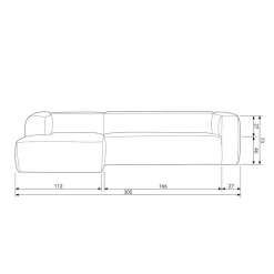 WOOOD Hoekbank Bean Links Lichtgrijs