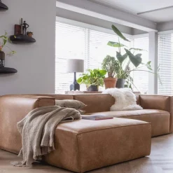 WOOOD Hoekbank Bean Links Cognac