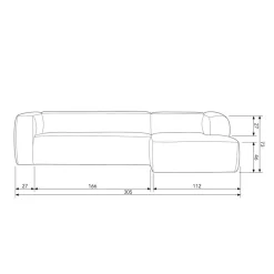 WOOOD Hoekbank Bean Rechts Cognac