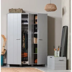 WOOOD Kledingkast Dennis Grijs - 158x202x55 cm