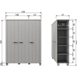 WOOOD Kledingkast Dennis Grijs - 158x202x55 cm