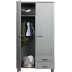 WOOOD Kledingkast Dennis Grijs - 111x202x55 cm