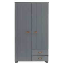 WOOOD Kledingkast Dennis Staalgrijs - 111x202x55 cm