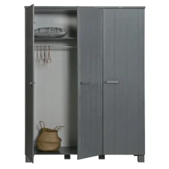 WOOOD Kledingkast Dennis Staalgrijs - 158x202x55 cm