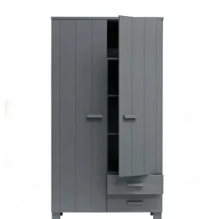 WOOOD Kledingkast Dennis Donkergrijs - 111x202x55 cm
