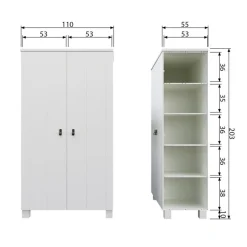 WOOOD Kledingkast Ties Wit - 111x202x55 cm