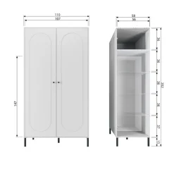 WOOOD Kledingkast Xina Grijs - 110x202x58 cm