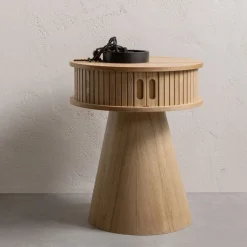 WOOOD Nachtkastje Karri Naturel - Ø 38 cm