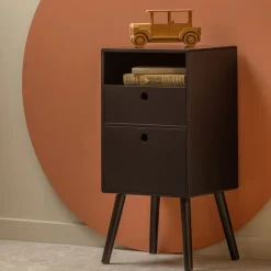 WOOOD Nachtkastje Ozzy Zwart - 36x75x30 cm