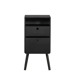 WOOOD Nachtkastje Ozzy Zwart - 36x75x30 cm
