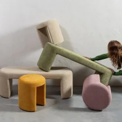 WOOOD Poef Charlie Beige - Ø 45 cm