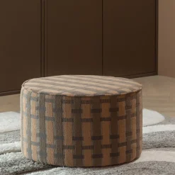 WOOOD Poef Sarli Bruin / Roze - Ø 60 cm