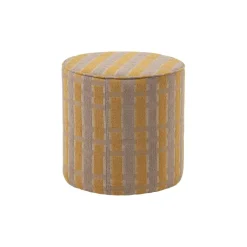 WOOOD Poef Sarli Taupe / Geel - Ø 46 cm