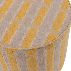 WOOOD Poef Sarli Taupe / Geel - Ø 46 cm